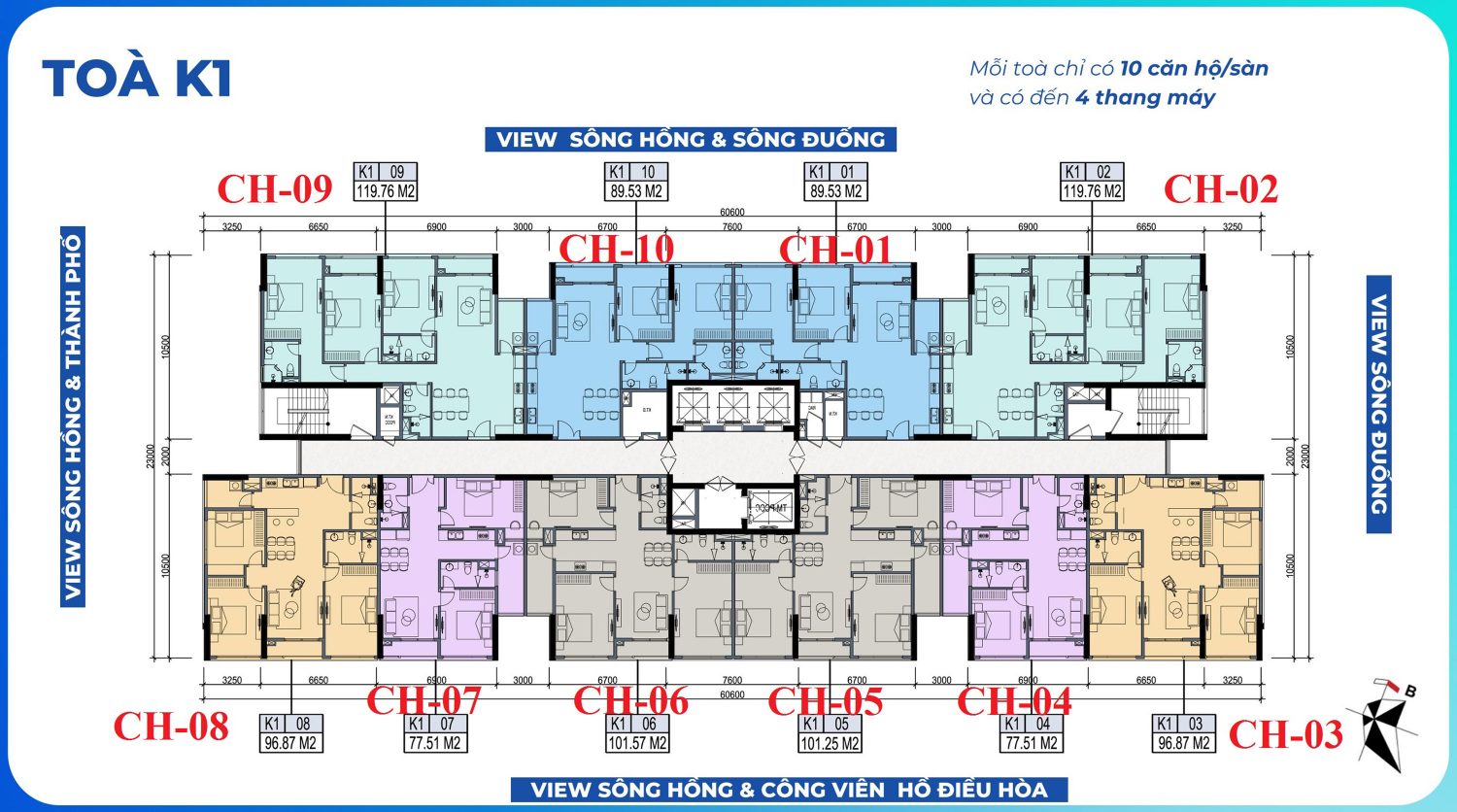 MẶT BẰNG CHUNG CƯ KHAI SƠN CITY - TÒA K1