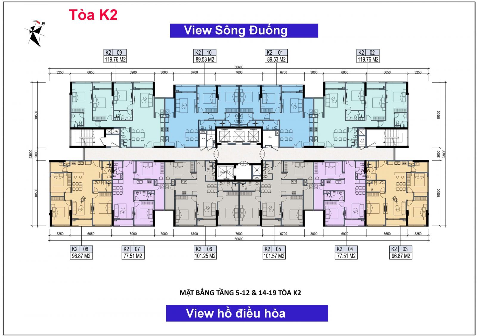 MẶT BẰNG CHUNG CƯ KHAI SƠN CITY - TÒA K2